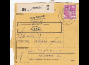 BiZone Paketkarte 1948: Nördlingen nach Chemnitz