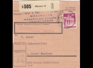 BiZone Paketkarte 1948: München nch Haar/München, Lebensmittel
