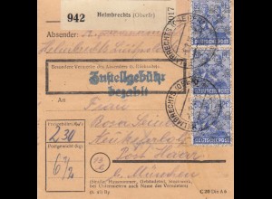 BiZone Paketkarte 1948: Heimbrechts nach Neukeferloh