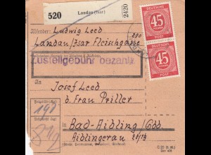 Paketkarte: Landau Isar nach Bad Aibling