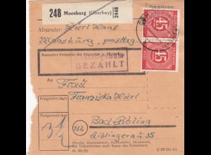 Paketkarte 1947: Moosburg nach Bad Aibling