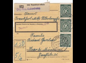 Paketkarte 1948: Frankfurt Eckenheim nach Haar