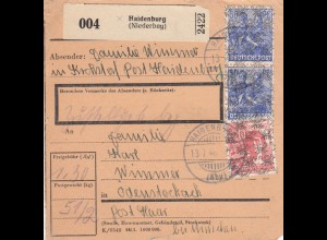BiZone Paketkarte 1948: Kröhstorf über Haidenburg nach Ödenstockach