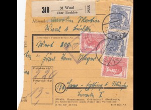 Paketkarte 1948: Waal über Buchloe nach Haar, Wertkarte