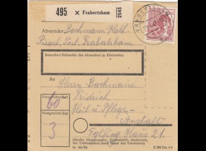 Paketkarte 1948: Pirach Frabertsham nach Eglfing, Heilanstalt