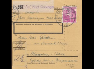BiZone Paketkarte 1948 : Bad Kissingen nach München-Haar