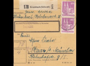 BiZone Paketkarte 1948 : Krumbach nach Haar München