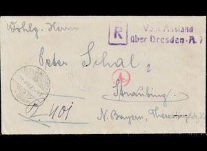 Einschreiben aus Slovenien nach Straubing 1921