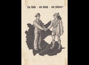 Anschluss 1938: Propagandakarte: Ein Volk, ein Reich, ein Fü