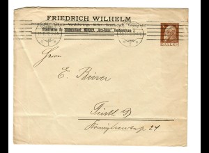 München, Ganzsachen Umschlag 1912 nach Fürth