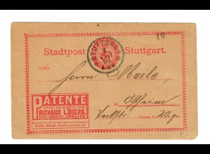 Stadtpost Stuttgart 1899, Patent - Werbung