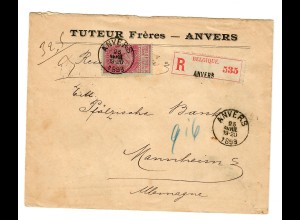 Einschreiben Anvers 1898 nach Mannheim