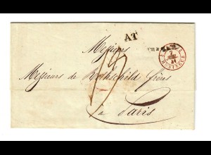 Brief von 1841, Constantinople an Gebrüder Rothschild, Paris mit Cholera Stempel