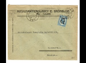 Brief aus Turku, 1924 nach Schweden, Huskvarna
