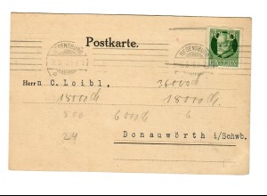 Postkarte Regensburg Perfin - Firmenlochung, GB, 1918 - Gebrüder Bernhard