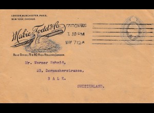 1912: London Mabies Todd - Schwan und Federhalter nach Bale/CH