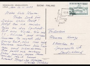 1977: Ansichtskarte von Finland nach Deutschland - Tanz, Turnen - Kisakallion