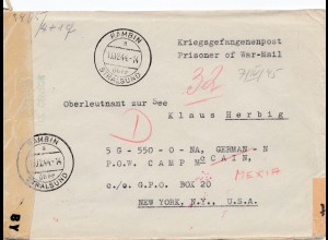 Zensur: 12.1944: Rambin/Stralsund nach New York - POW Camp