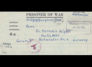 Zensur: März 1945: POW von USA nach Berlin: US Censor