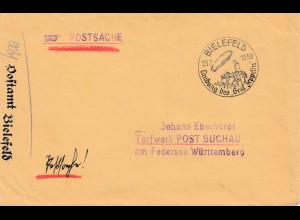 Brief 1939 aus Bielefeld: Sonderstempel Landung Graf Zeppelin