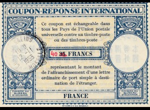 Internationaler Antwortschein 1953: Cha... Salins Frankreich