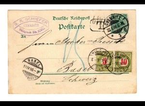 Ganzsache Chemnitz 1896 nach Basel, Taxe