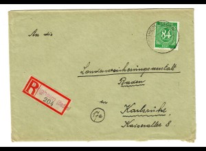 1947: Einschreiben Obrigheim nach Karlsruhe