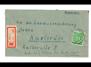 1947: Einschreiben von Heidelberg nach Karlsruhe