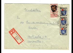 Einschreiben Freiburg Littenweiler 1947 Karlsruhe