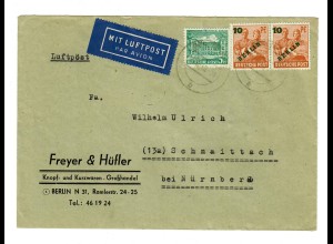 Luftpost Berlin 1949 nach Schnaittach/Nürnberg