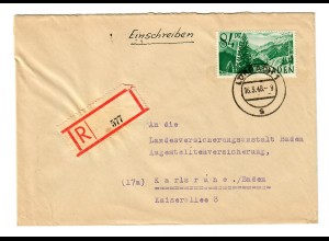 Einschreiben aus Lörrach 1948 nach Karlsruhe