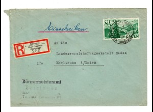 Einschreiben aus Bötzingen/Freiburg 1947 nach Karlsruhe