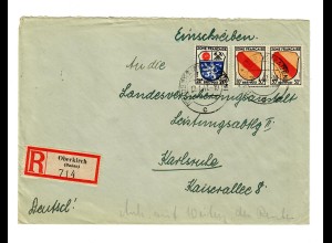Einschreiben Oberkirch 1947 nach Karlsruhe