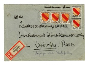 Einschreiben Hinterweidenthal 1947 nach Karlsruhe