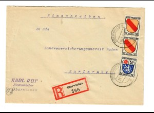 Einschreiben Oberwinden 1947 nach Karlsruhe