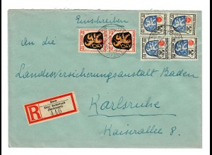 Einschreiben Horn über Radolfzell 1947 nach Karlsruhe