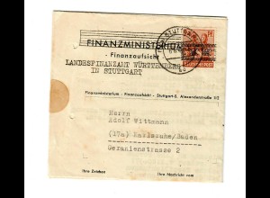 Stuttgart 1948, Finanzministerium nach Karlsruhe