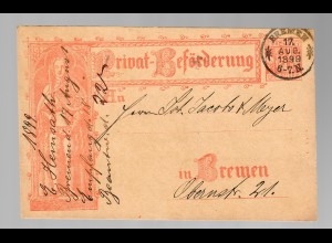 Postkarte Privat-Beförderung Bremen 1899