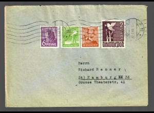 Brief 1948, Nürnberg nach Hamburg, 10fach Porto
