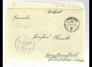 Feldpost 1943 München mit Textinhalt Afrika, FPNr. L34198