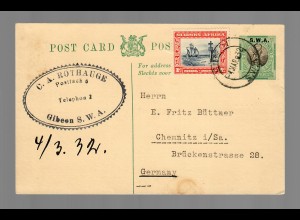 Post card Gibeen to Chemnitz/Germany 1932