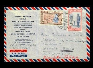 air mail 1955 Alexandria to Berlin, UN Health Organization Ethiopia, Gondar