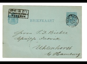 Postkarte Maastricht 1886 nach Hamburg Uhlenhorst, Ankunftsstempel