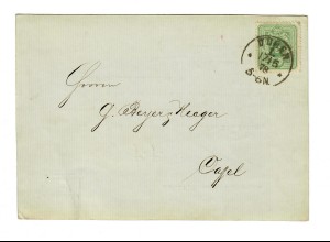 Postkarte Düren, Papier Fabrik, 1878 nach Kassel