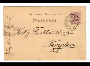 Postkarte Wesel nach Kempten, 1876