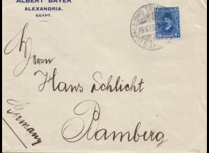 Ägypten/Egypte: 1936 Brief von Alexandria nach Bamberg