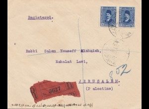 Ägypten/Egypte: 1929: Einschreiben nach Jerusalem