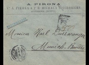 Ägypten/Egypte: Einschreiben 1897 Alexandria nach München