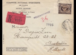 Ägypten/Egypte: 1935: Einschreiben Caire nach Amsterdam