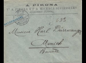 Ägypten/Egypte: Einschreiben Alexandria 1897 nach München